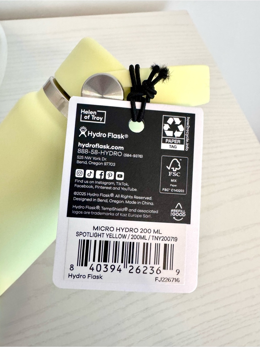 Hydro Flask Spotlight Yellow Mini Water Bottle Micro Hydro, 6.7 oz - Picture 6 of 6